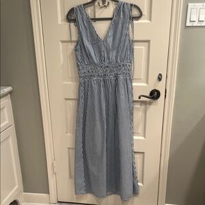 Old Navy Blue and White Striped Midi Dress